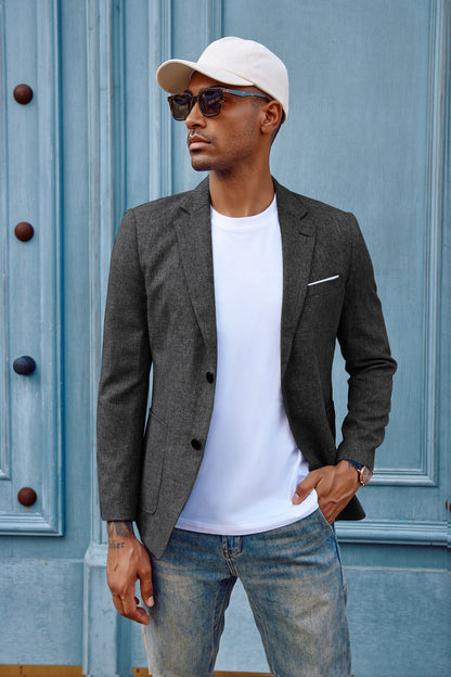 Blazer de sport décontracté pour homme, veste d'affaires légère à deux boutons 