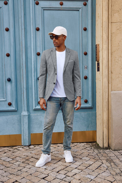Blazer de sport décontracté pour homme, veste d'affaires légère à deux boutons 