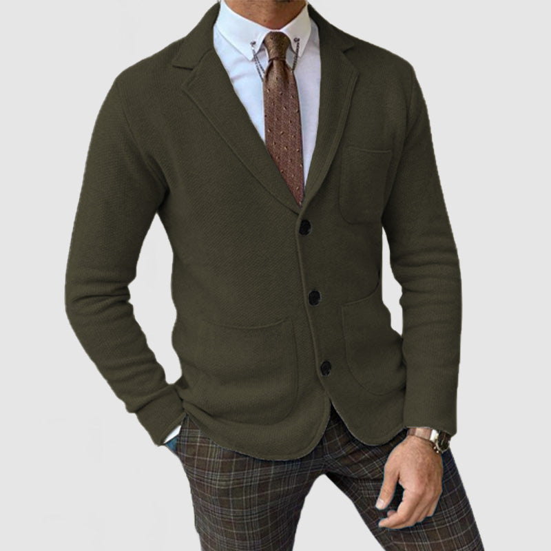 AUSVERKAUF Elegante Herren-Strickjacke mit Revers und langen Ärmeln 