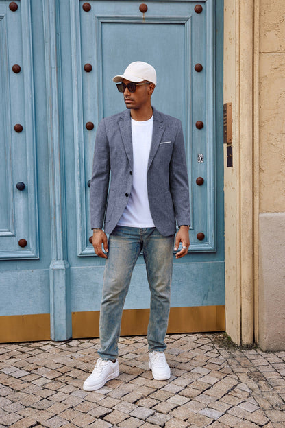 Blazer de sport décontracté pour homme, veste d'affaires légère à deux boutons 