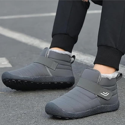 (Zeitlich begrenzte Aktion mit 49 % Rabatt) Warme, wasserdichte, rutschfeste Baumwollschuhe für Herren im Winter mit Klettverschluss, breite Zehenpartie, orthopädische Fußgewölbeunterstützung, Slip-on-Baumwollschuhe 