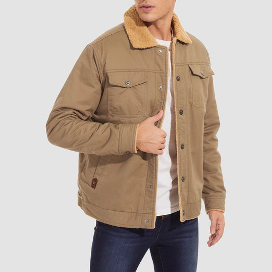 Veste camionneur Sherpa pour homme, 5 poches, veste cargo en coton, col rabattu, manteaux d'hiver 