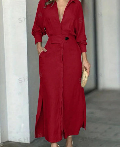 2025 Einfarbiges Maxikleid (Verbesserte Version)