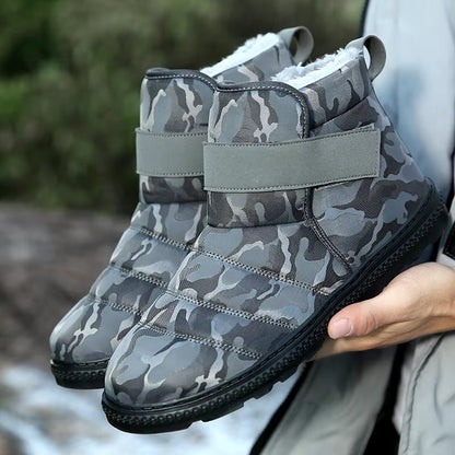 (Zeitlich begrenztes 70% Rabatt-Event) Herren Winter 2024 Neue warme wasserdichte rutschfeste durchstichfeste Slip-On-Schneestiefel mit Klettverschluss Knöchelstütze Orthopädische Baumwollschuhe mit breiter Zehen- und Fußgewölbestütze 