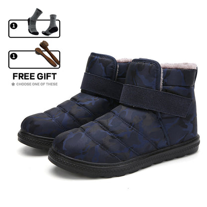 (Zeitlich begrenztes 70% Rabatt-Event) Herren Winter 2024 Neue warme wasserdichte rutschfeste durchstichfeste Slip-On-Schneestiefel mit Klettverschluss Knöchelstütze Orthopädische Baumwollschuhe mit breiter Zehen- und Fußgewölbestütze 