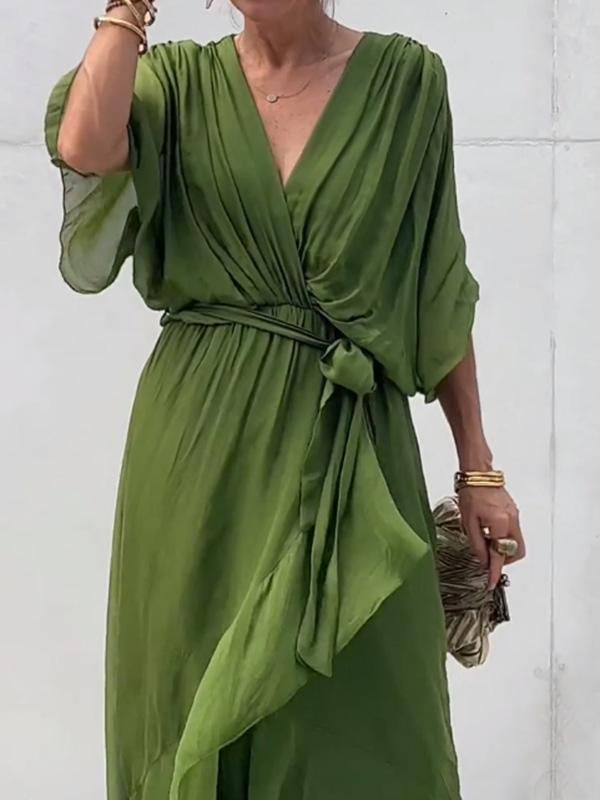 Robe en mousseline à col en V élégante et stylée 