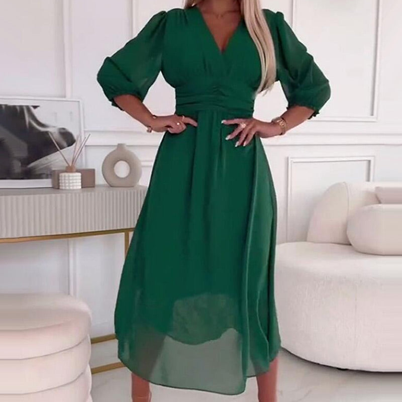 Robes légères en mousseline à col en V pour femmes