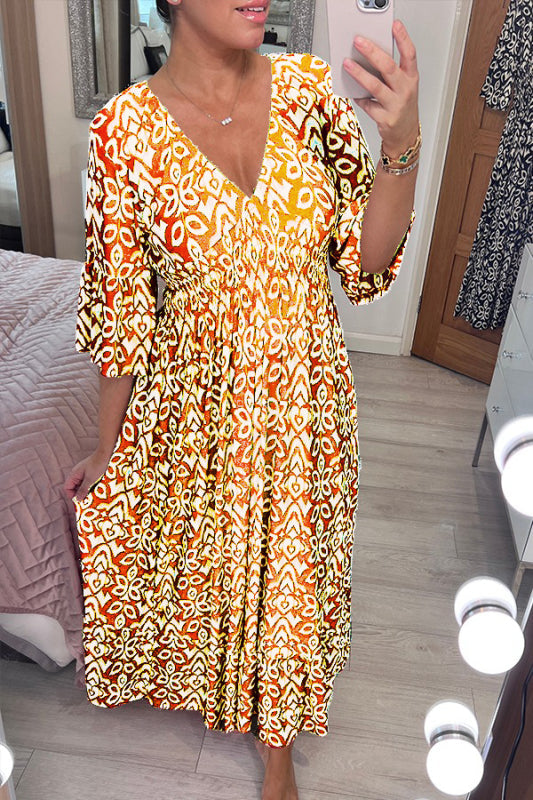 New Bohemian Casual Print V-neck Long Dress (Buy 2 Free Shipping)